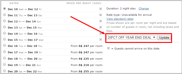 Room Availability Calendar   Hilton Singapore